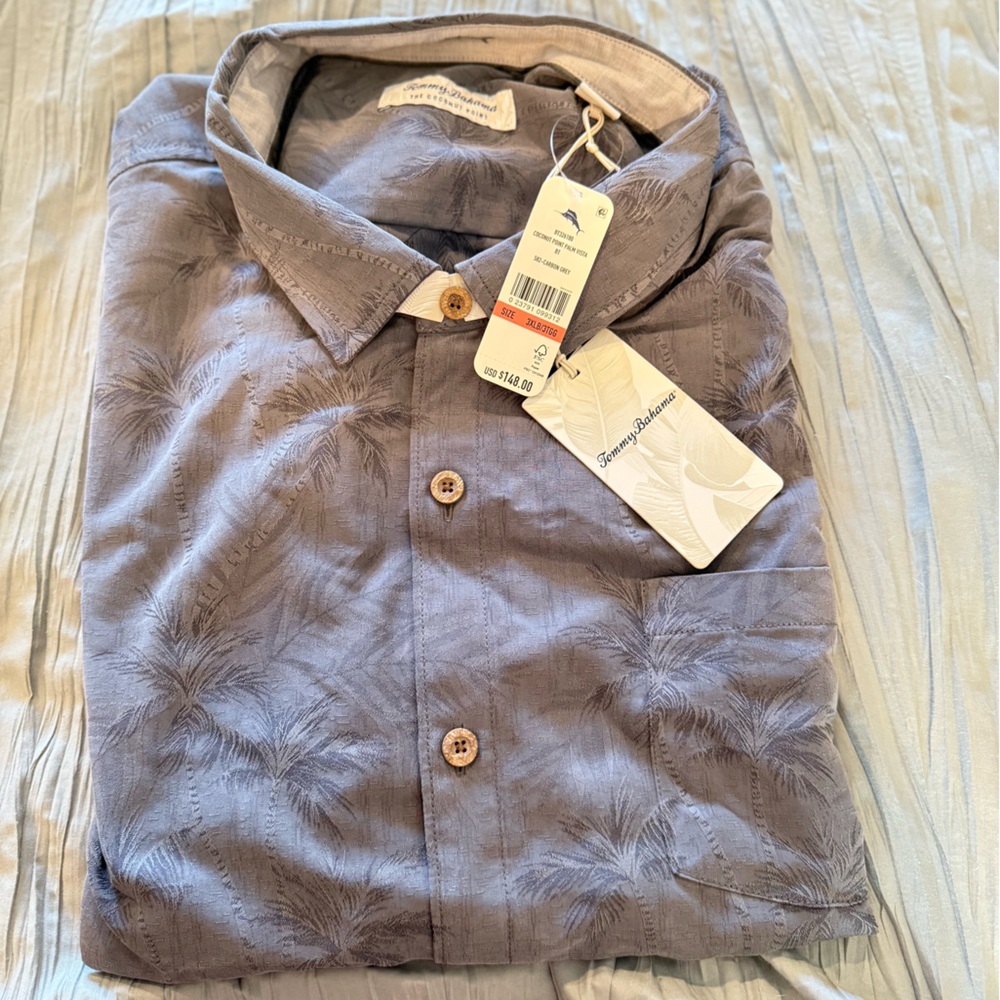 Tommy Bahama Charcoal Palm Print Shirt